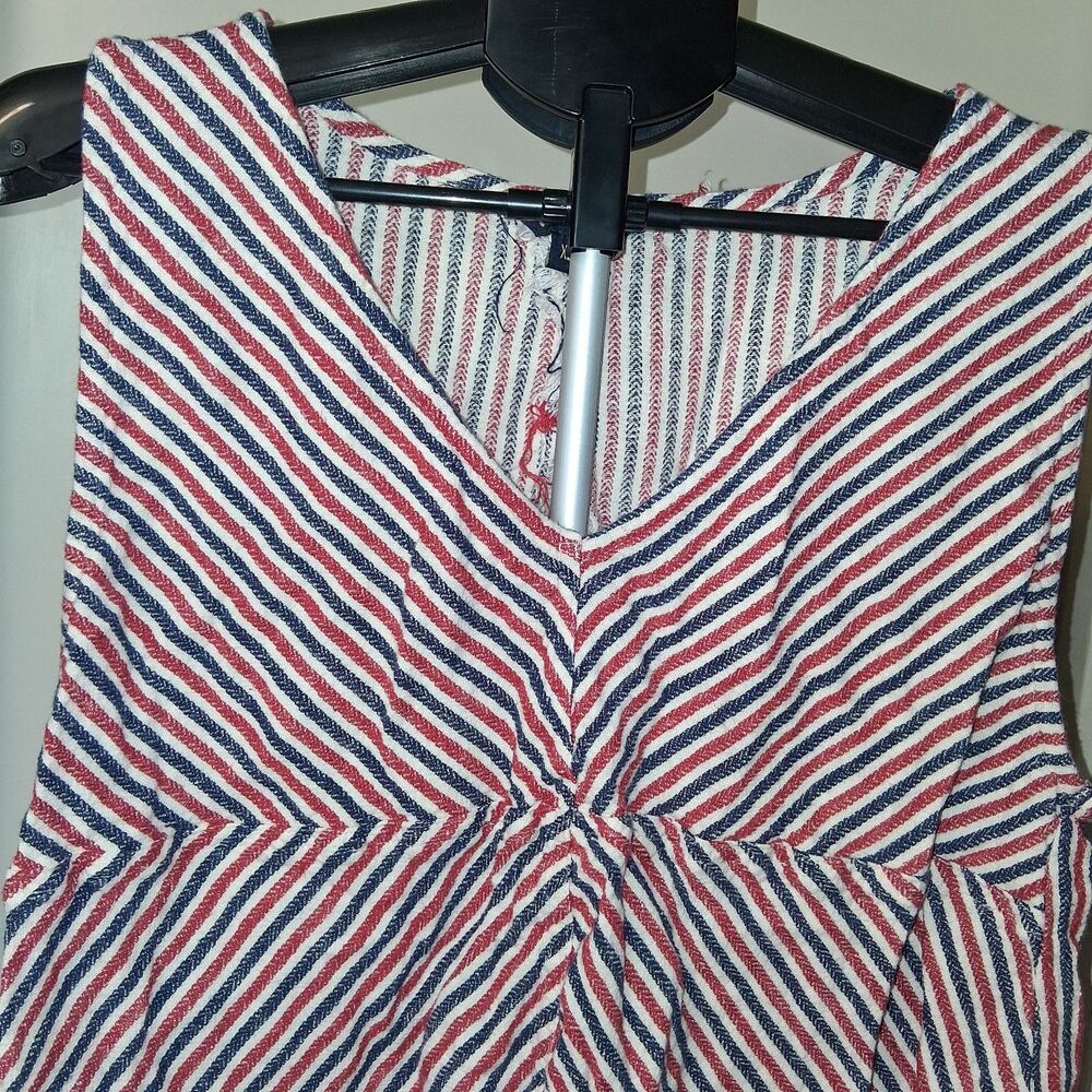 Indigo Rein Sleeveless Split-Back Fringe Top XL Patriotic Festival Eat the Rich - Picture 4 of 10